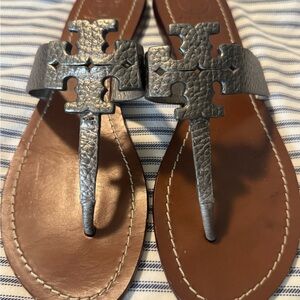 Tory Burch Metallic and Tan Sandals